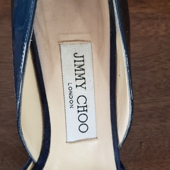 Jimmy Choo London Women's Heels Navy Suede and Patent Leather Size 36 1/2 - Picture 7 of 14